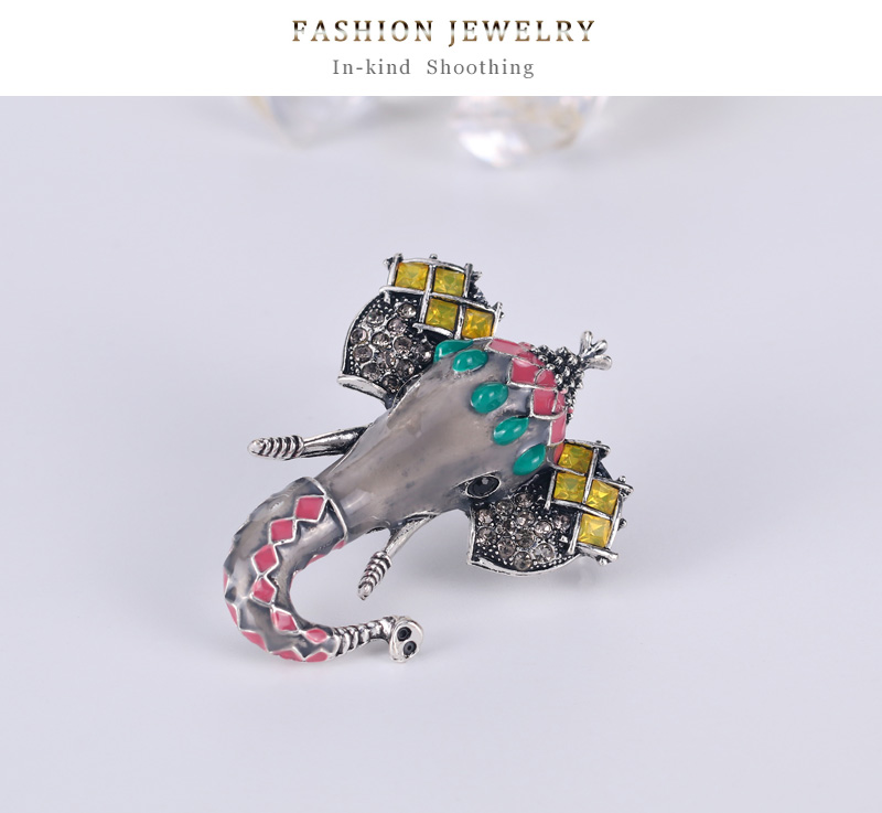 Fashion Silver Alloy Drop Oil Diamond Elephant Brooch,Korean Brooches