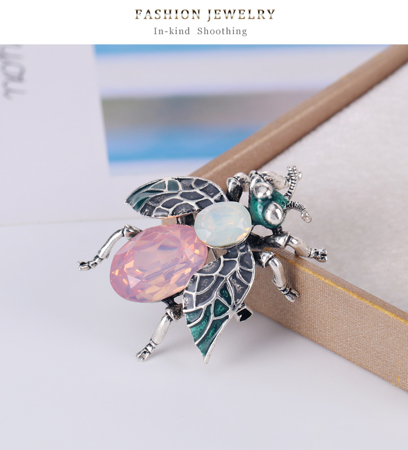 Fashion Pink Alloy Drop Oil And Diamond Bee Brooch,Korean Brooches
