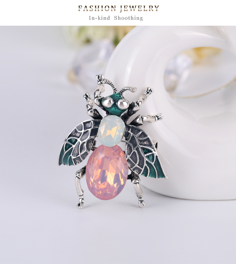 Fashion Pink Alloy Drop Oil And Diamond Bee Brooch,Korean Brooches