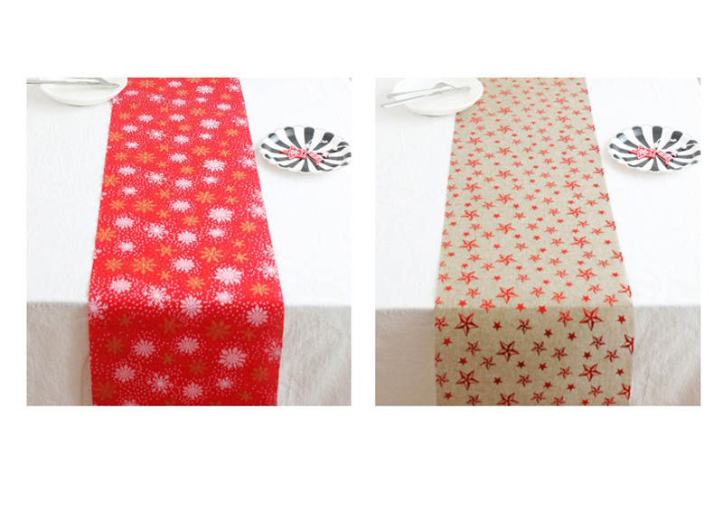 Fashion B Christmas Package Christmas Cotton And Linen Printed Table Flag,Festival & Party Supplies