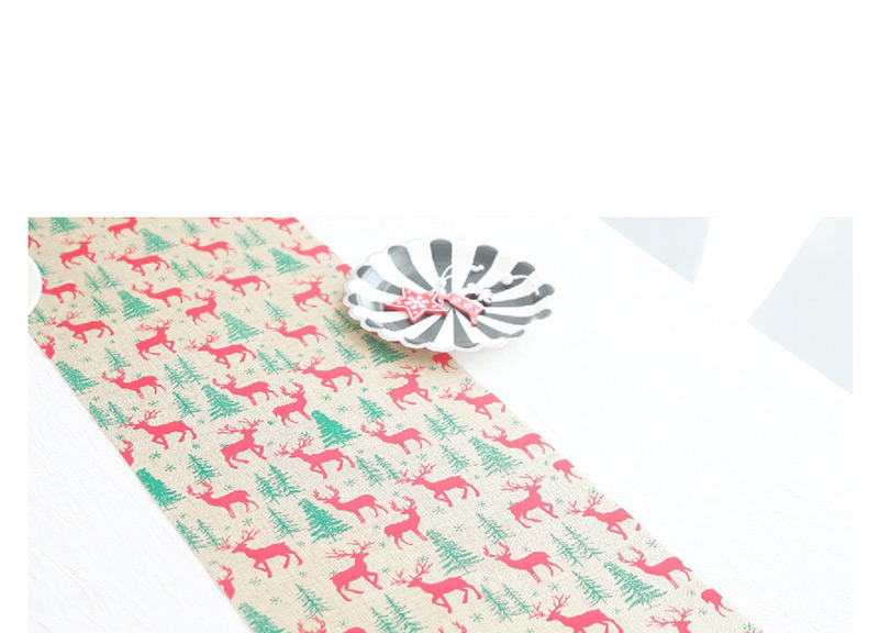 Fashion A Christmas Elk Christmas Cotton And Linen Printed Table Flag,Festival & Party Supplies
