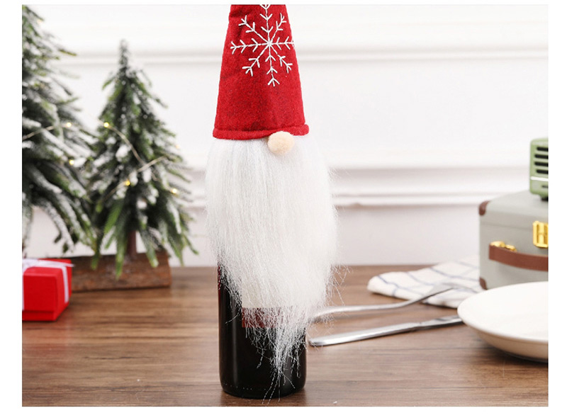 Fashion Red Snowflake Faceless Wine Set Santa Claus Plush Bottle Set,Festival & Party Supplies