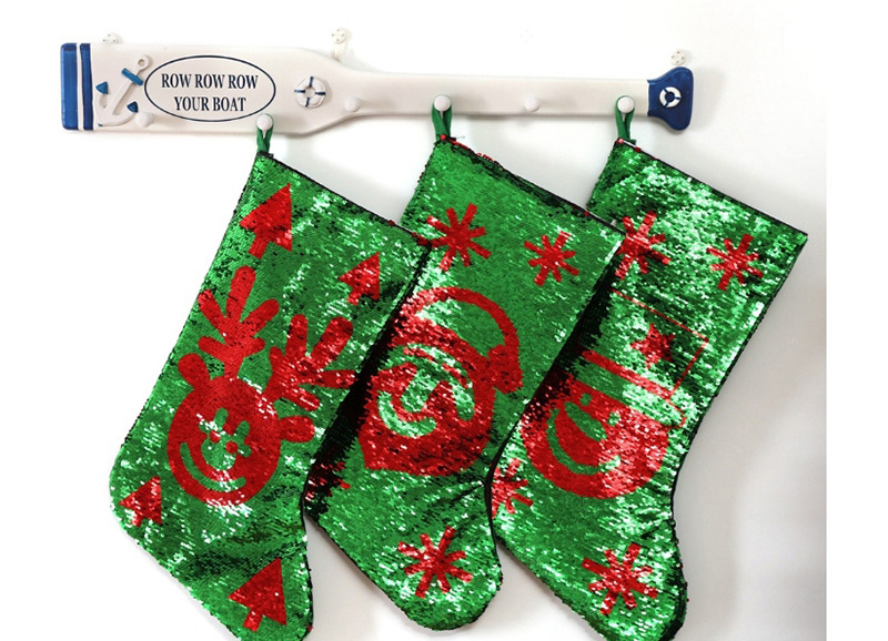 Fashion Sequined Stockings Deer Variable Color Sequins Red And Green Christmas Stockings,Festival & Party Supplies