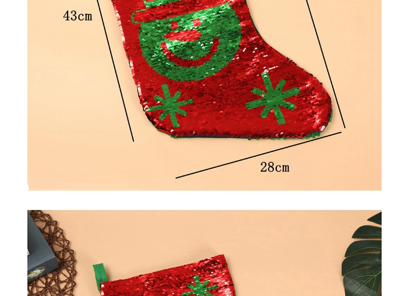 Fashion Sequined Stockings Deer Variable Color Sequins Red And Green Christmas Stockings,Festival & Party Supplies