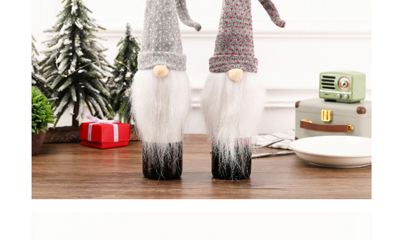 Fashion B Red And Gray Faceless Old Wine Bottle Set Santa Claus Knitted Beard Wine Set,Festival & Party Supplies