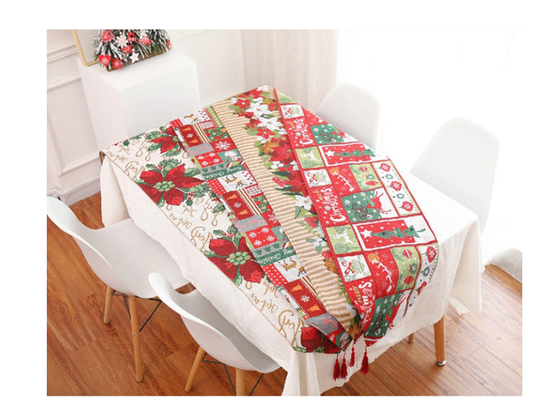 Fashion Red+green Cartoon Christmas Table Flag,Festival & Party Supplies