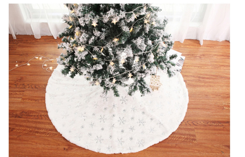 Fashion 90cm Silver Sequins Embroidered Tree Skirt Plush Sequins Embroidered Christmas Tree Skirt,Festival & Party Supplies
