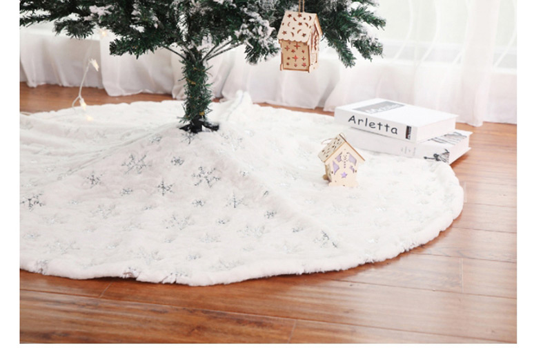 Fashion 122cm Silver Sequins Embroidered Tree Skirt Plush Sequins Embroidered Christmas Tree Skirt,Festival & Party Supplies