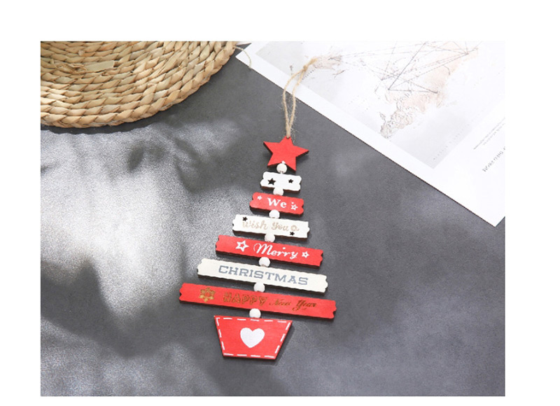 Fashion Grey Christmas Tree String Pendant Color Wooden Laser Hollowed Out Christmas Tree Pendant,Festival & Party Supplies