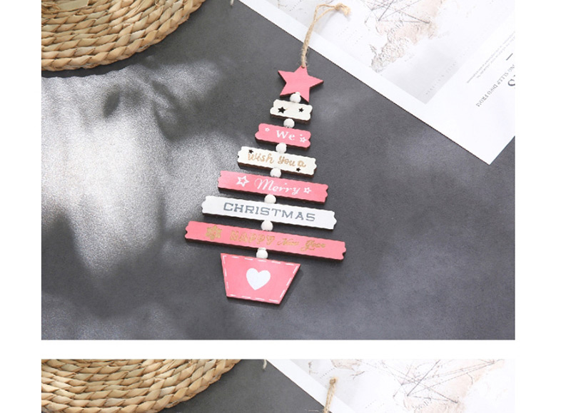 Fashion Red Christmas Tree String Pendant Color Wooden Laser Hollowed Out Christmas Tree Pendant,Festival & Party Supplies