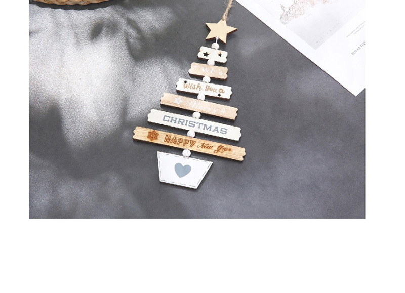Fashion Grey Christmas Tree String Pendant Color Wooden Laser Hollowed Out Christmas Tree Pendant,Festival & Party Supplies
