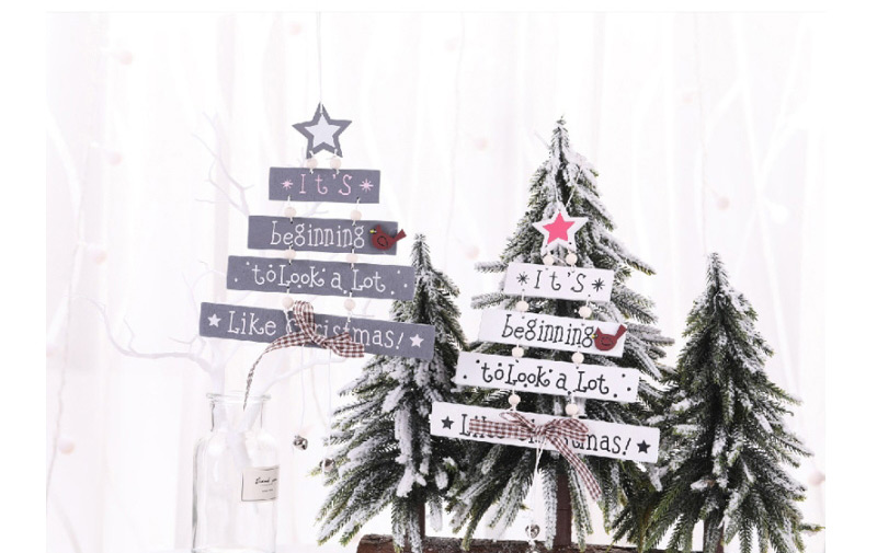 Fashion Grey Christmas Tree Wooden Pendant Colorful Letters Christmas Wooden Pendant,Festival & Party Supplies