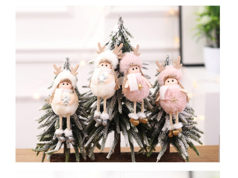 Fashion White Plush Snowflake Angel Pendant Plush Angel Doll Doll Christmas Tree Pendant,Festival & Party Supplies