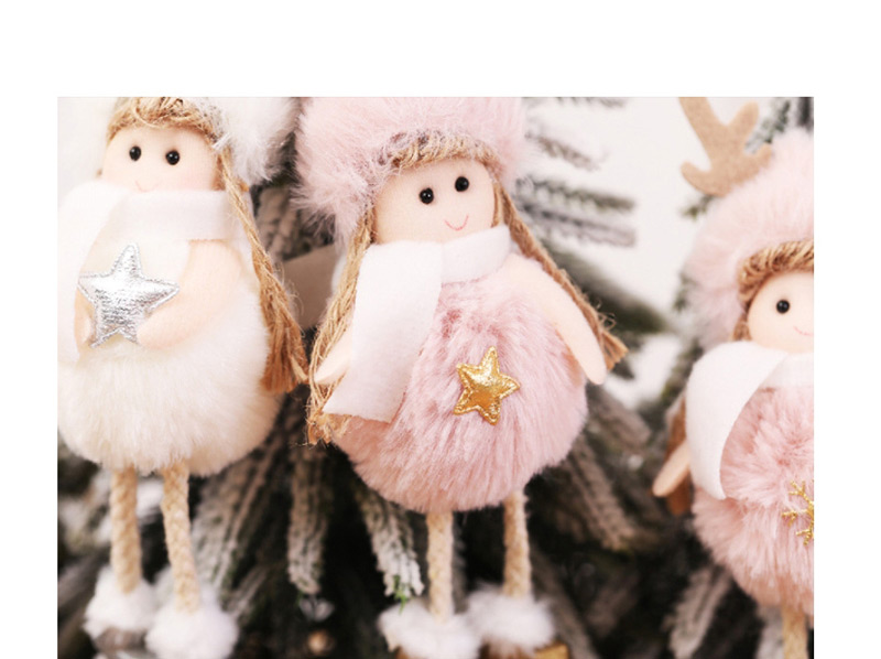Fashion Powder Plush Snowflake Angel Pendant Plush Angel Doll Doll Christmas Tree Pendant,Festival & Party Supplies
