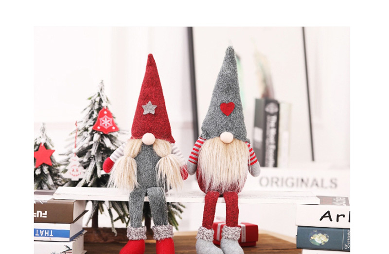 Fashion H Red Hat Long Legs Without Face Doll Tied Beard Hanging Legs Without Face Doll Ornaments,Festival & Party Supplies