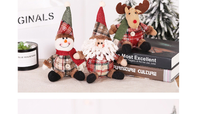 Fashion Snowflake Plaid Sitting Old Man Doll Snowflake Plaid Doll Christmas Tree Ornament,Festival & Party Supplies