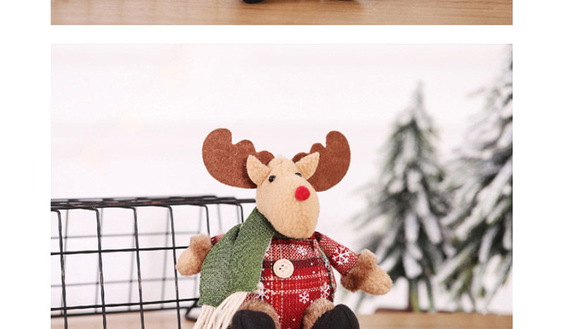 Fashion Snowflake Lattice Sitting Posture Deer Doll Snowflake Plaid Doll Christmas Tree Ornament,Festival & Party Supplies