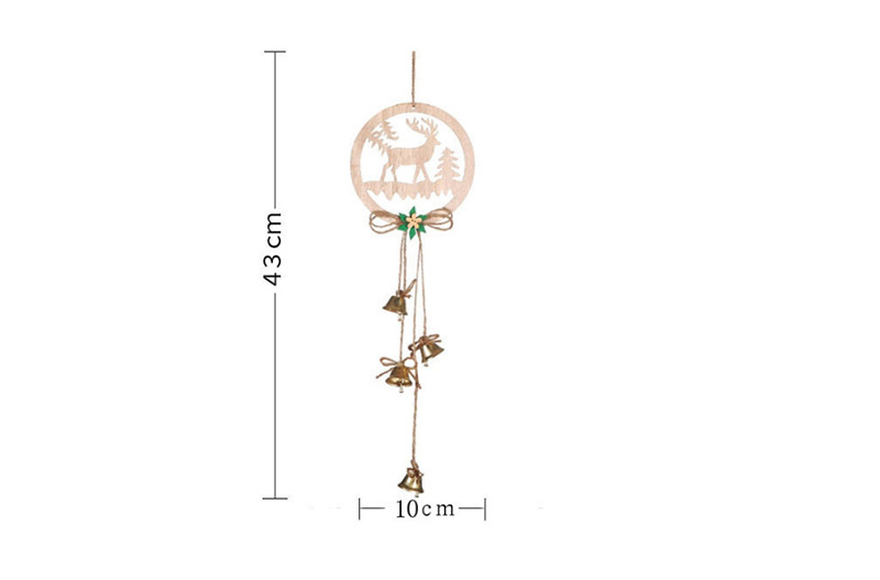 Fashion Single Layer Round Deer Wooden Pendant Christmas Tree Wooden Bell Snowman Elk Pendant,Festival & Party Supplies