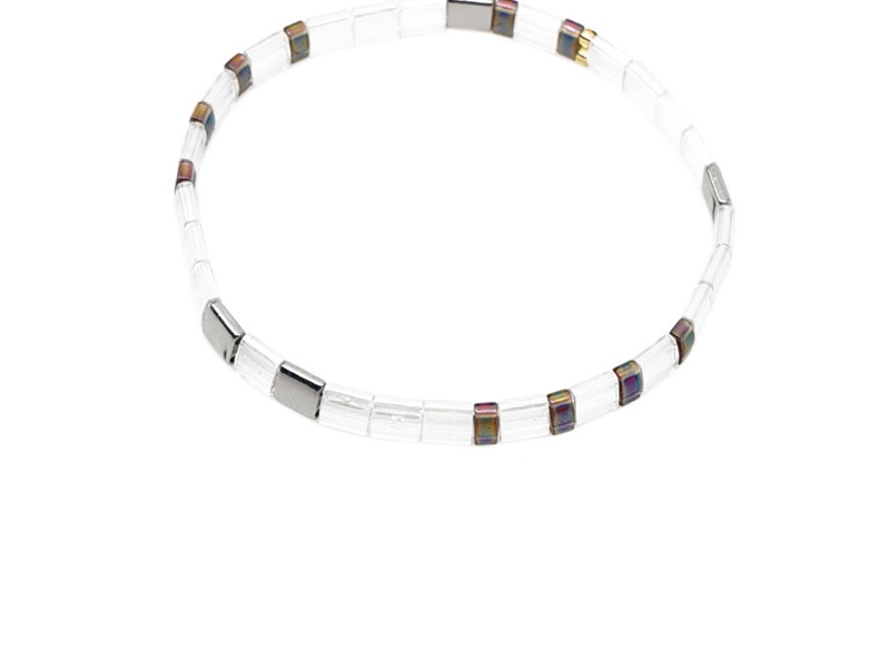 Fashion Transparent White Square Rice Beads Beaded Bracelet,Beaded Bracelet