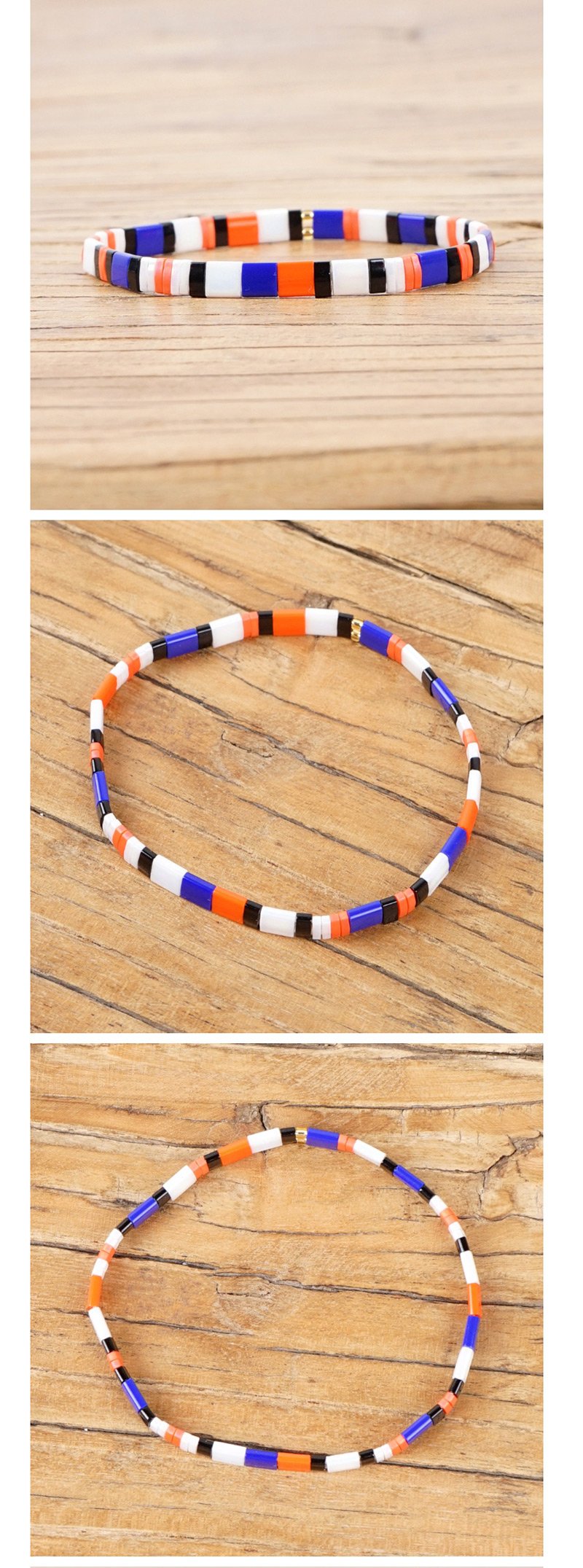 Fashion White Blue Orange Square Rice Beads Beaded Bracelet,Beaded Bracelet