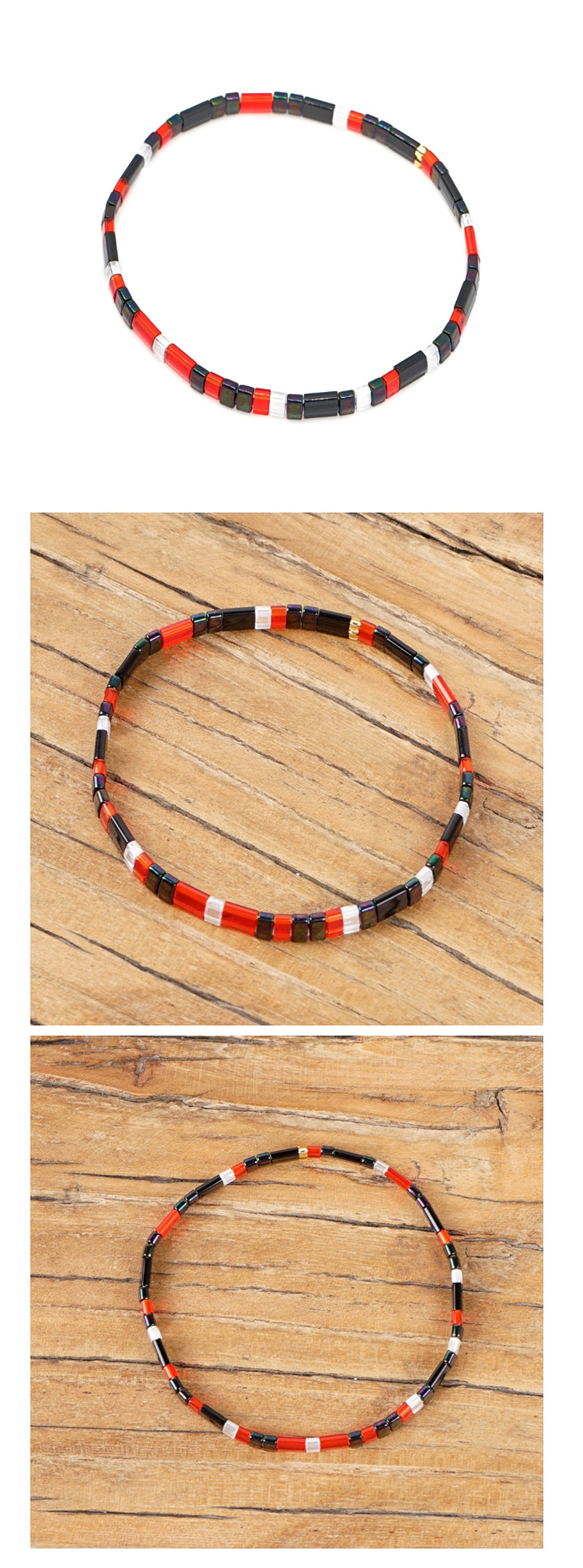 Fashion Black Red Gray Square Rice Beads Beaded Bracelet,Beaded Bracelet