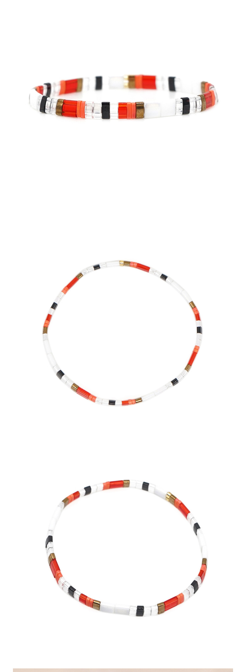 Fashion White Tangerine Square Rice Beads Beaded Bracelet,Beaded Bracelet
