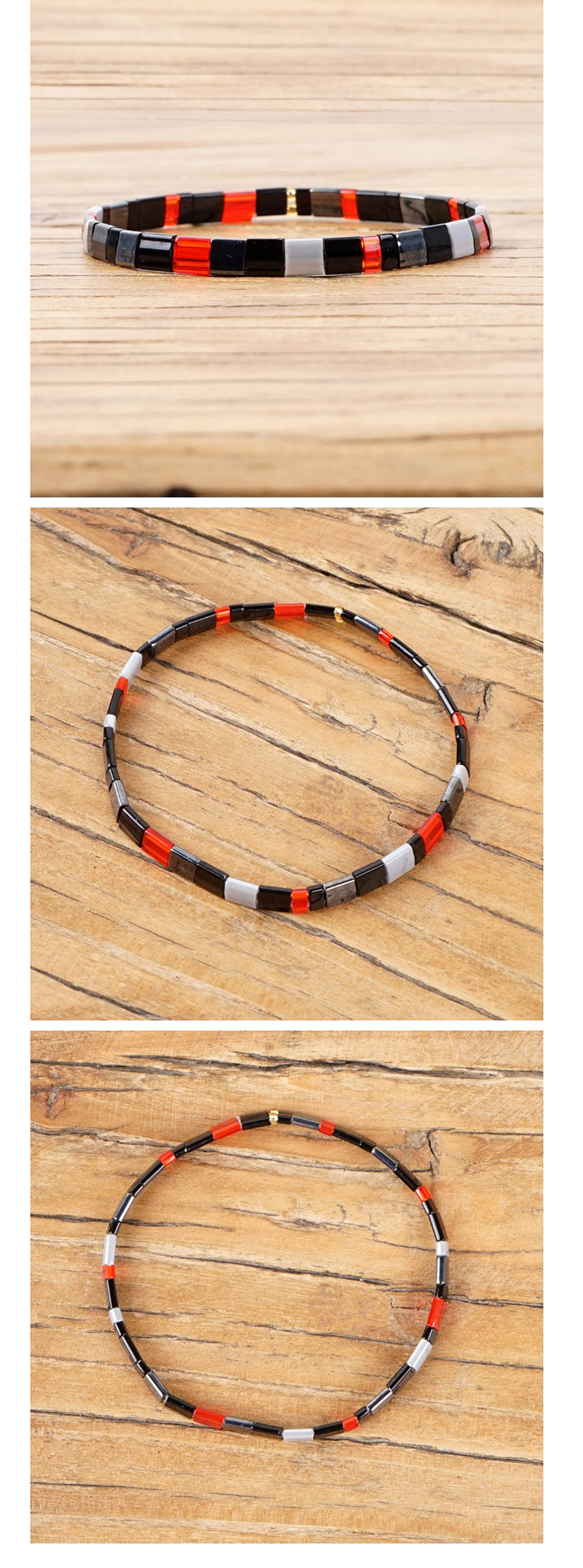 Fashion Black Red Gray Square Rice Beads Beaded Bracelet,Beaded Bracelet
