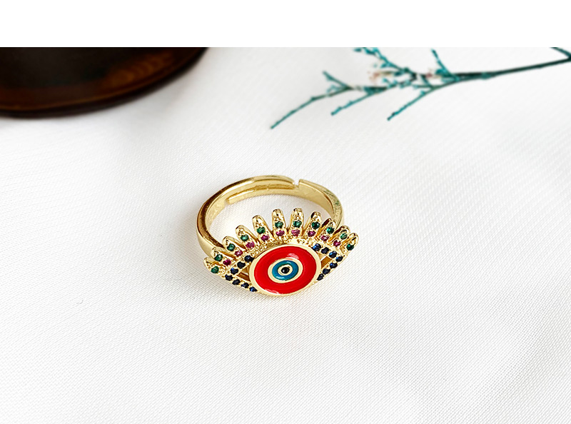 Fashion Red Copper Inlay Zircon Eye Ring,Rings