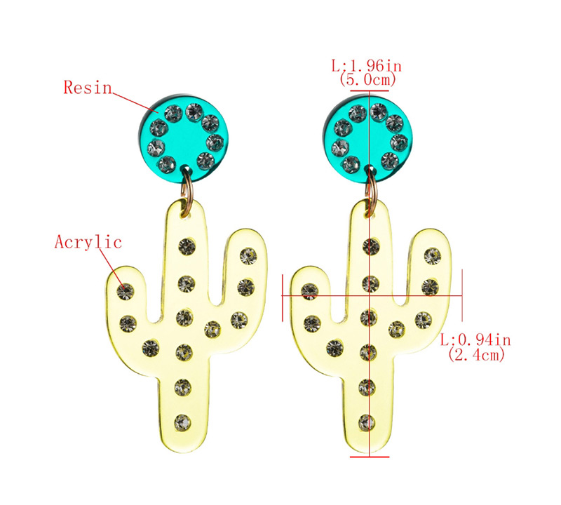 Fashion Green Resin Cactus Watermelon Stud Earrings,Drop Earrings