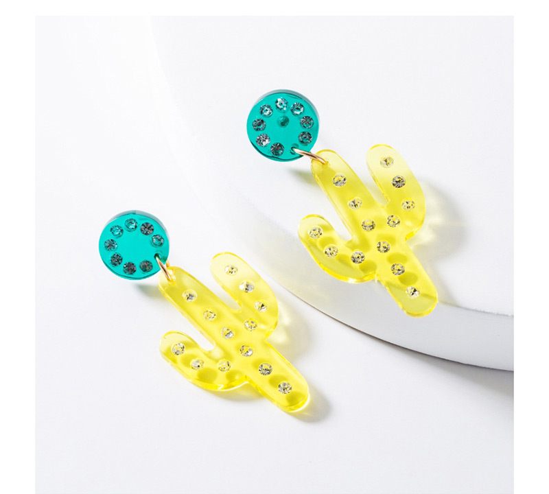 Fashion Yellow Resin Cactus Watermelon Stud Earrings,Drop Earrings