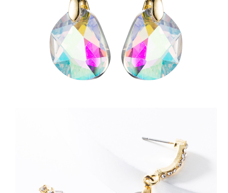 Fashion Ab Color Alloy Diamond-studded Geometric Earrings,Drop Earrings