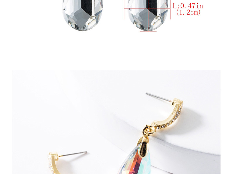 Fashion White Alloy Diamond Drop-shaped Glass Earrings,Drop Earrings