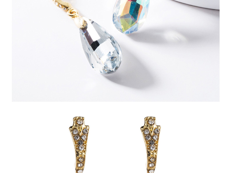 Fashion Green Alloy Diamond Drop-shaped Glass Earrings,Drop Earrings