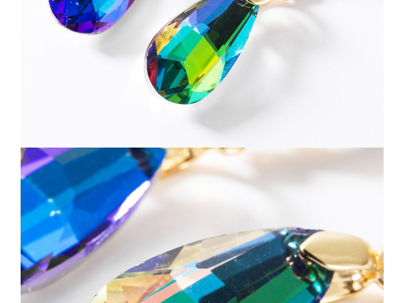 Fashion Green Alloy Diamond Drop-shaped Glass Earrings,Drop Earrings