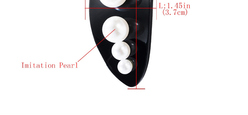 Fashion Black Geometric Acrylic Plate With Pearl Hair Clip,Hairpins