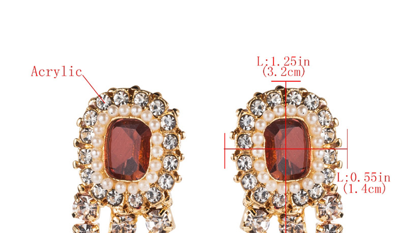 Fashion Color Geometric Acrylic Diamond And Pearl Earrings,Drop Earrings