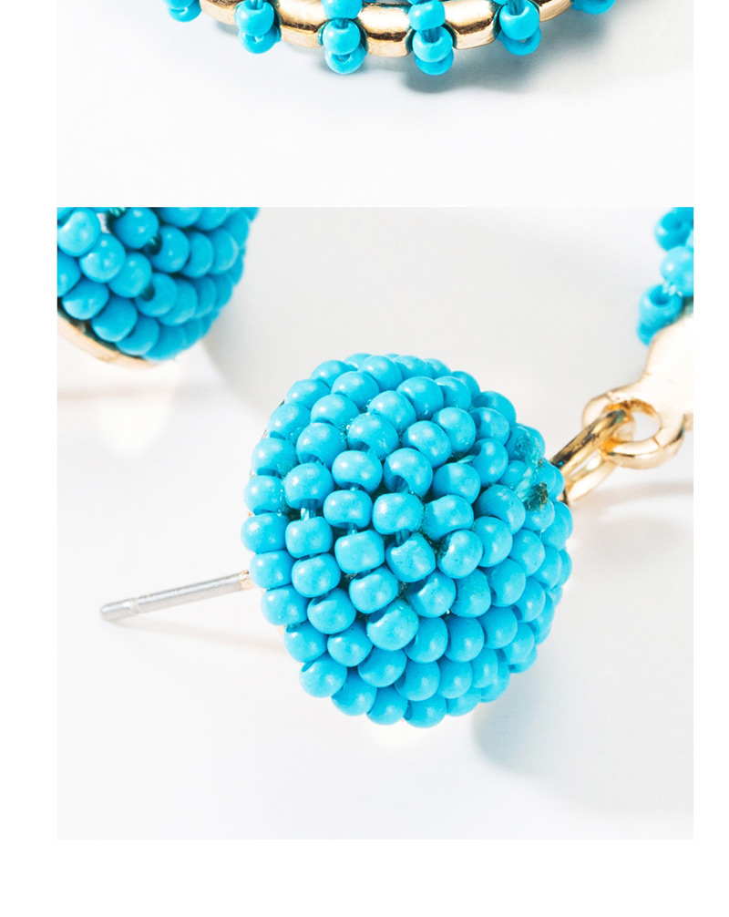 Fashion Blue Alloy Hollow Drop-shaped Rice Earrings,Drop Earrings