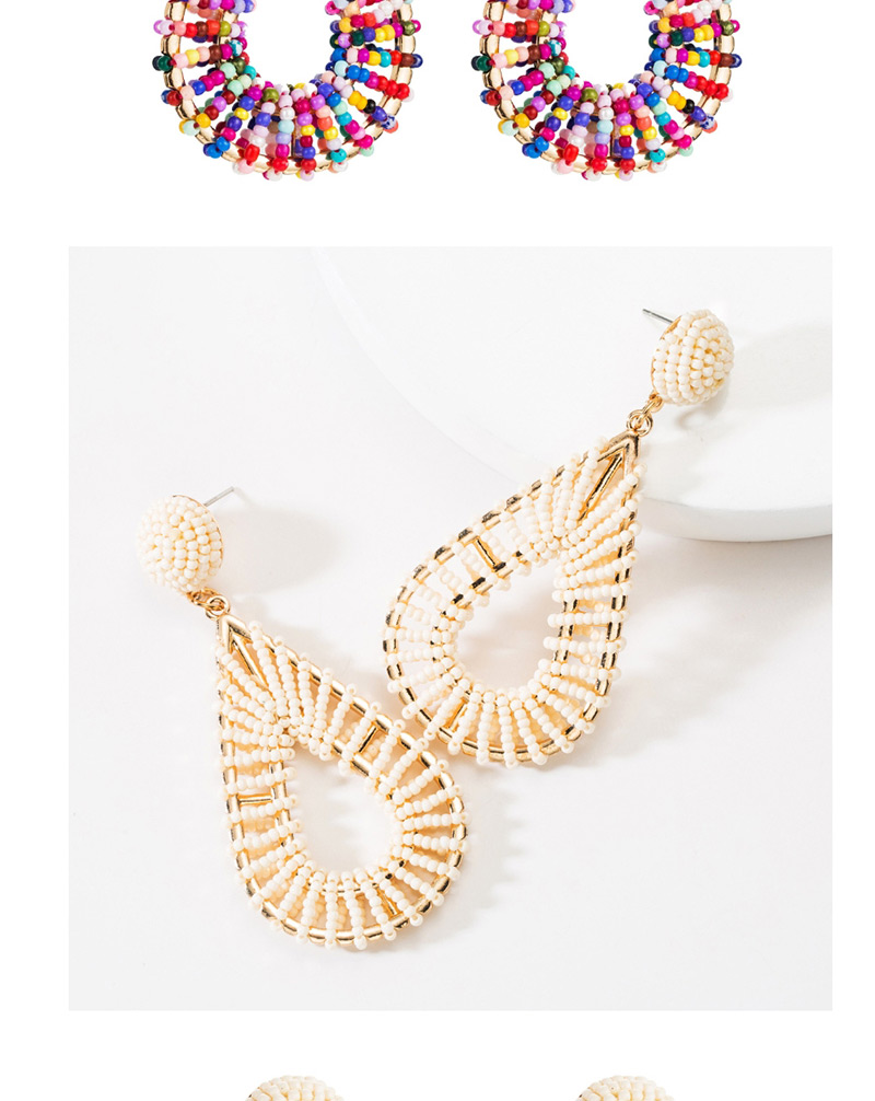 Fashion White Alloy Hollow Drop-shaped Rice Earrings,Drop Earrings