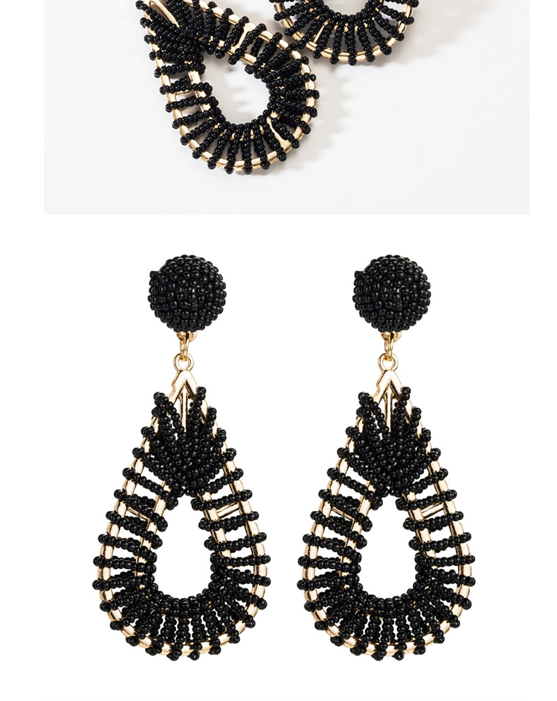 Fashion Black Alloy Hollow Drop-shaped Rice Earrings,Drop Earrings
