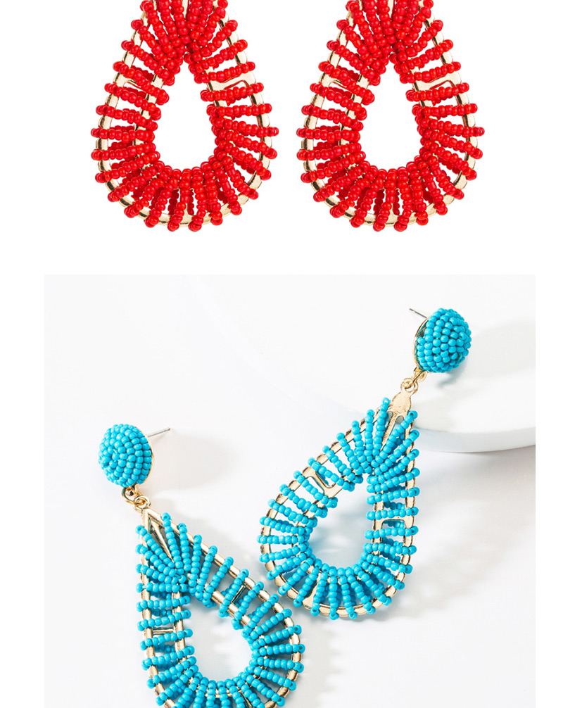 Fashion Red Alloy Hollow Drop-shaped Rice Earrings,Drop Earrings