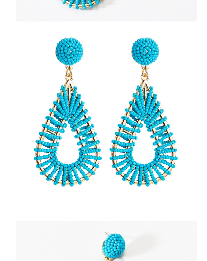 Fashion Blue Alloy Hollow Drop-shaped Rice Earrings,Drop Earrings
