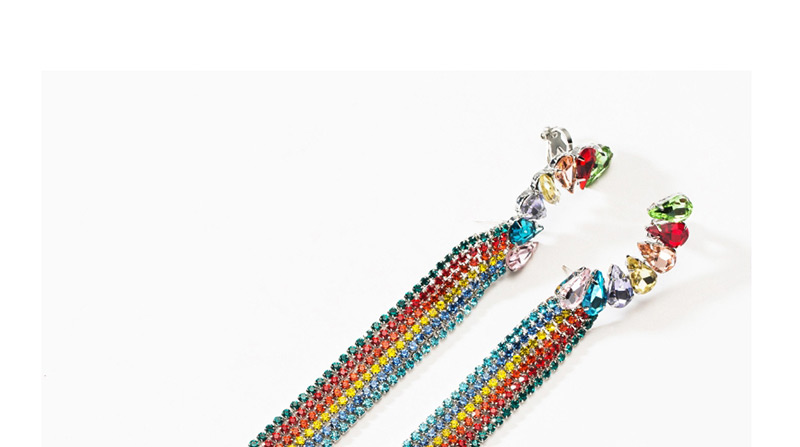 Fashion Color  Silver Needle Acrylic Studded Tassel Earrings,Drop Earrings