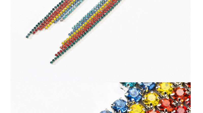 Fashion Color  Silver Needle Acrylic Studded Tassel Earrings,Drop Earrings