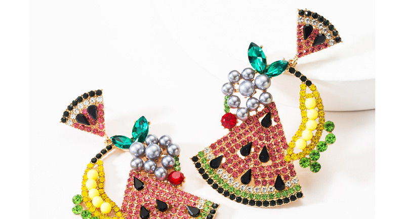 Fashion Color Multi-layer Acrylic Diamond Watermelon Earrings,Drop Earrings