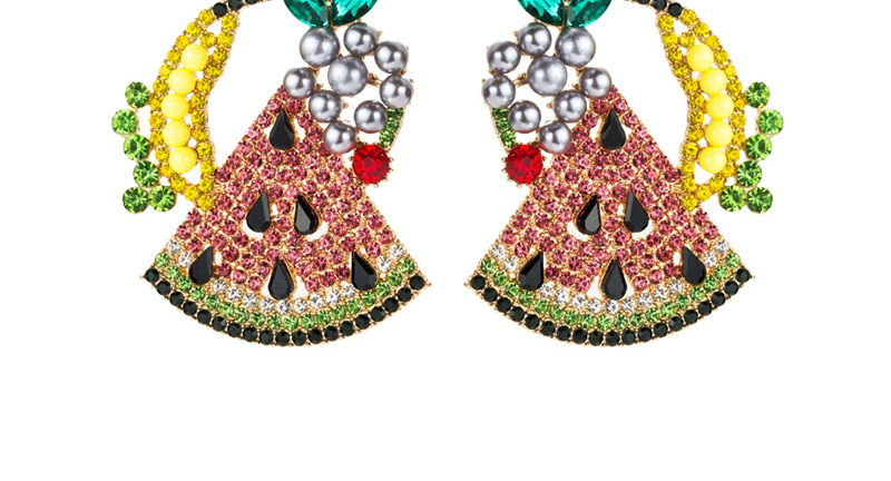 Fashion Color Multi-layer Acrylic Diamond Watermelon Earrings,Drop Earrings