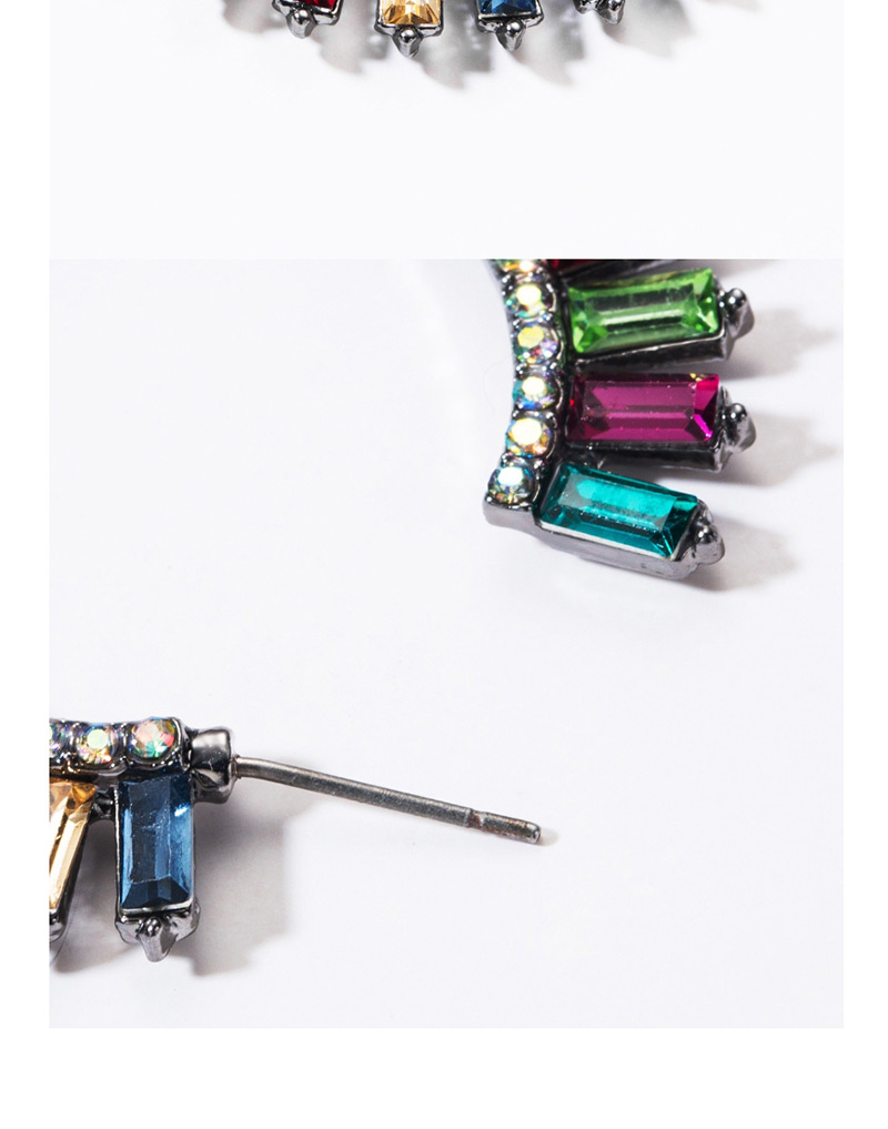 Fashion Color C-shaped Acrylic Diamond Earrings,Hoop Earrings