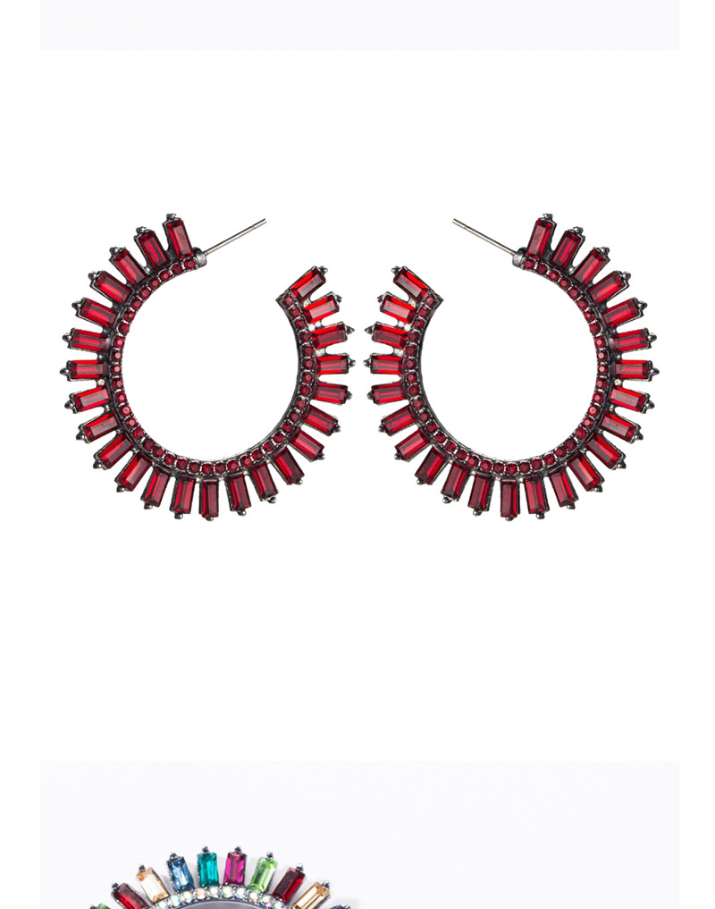 Fashion Black C-shaped Acrylic Diamond Earrings,Hoop Earrings