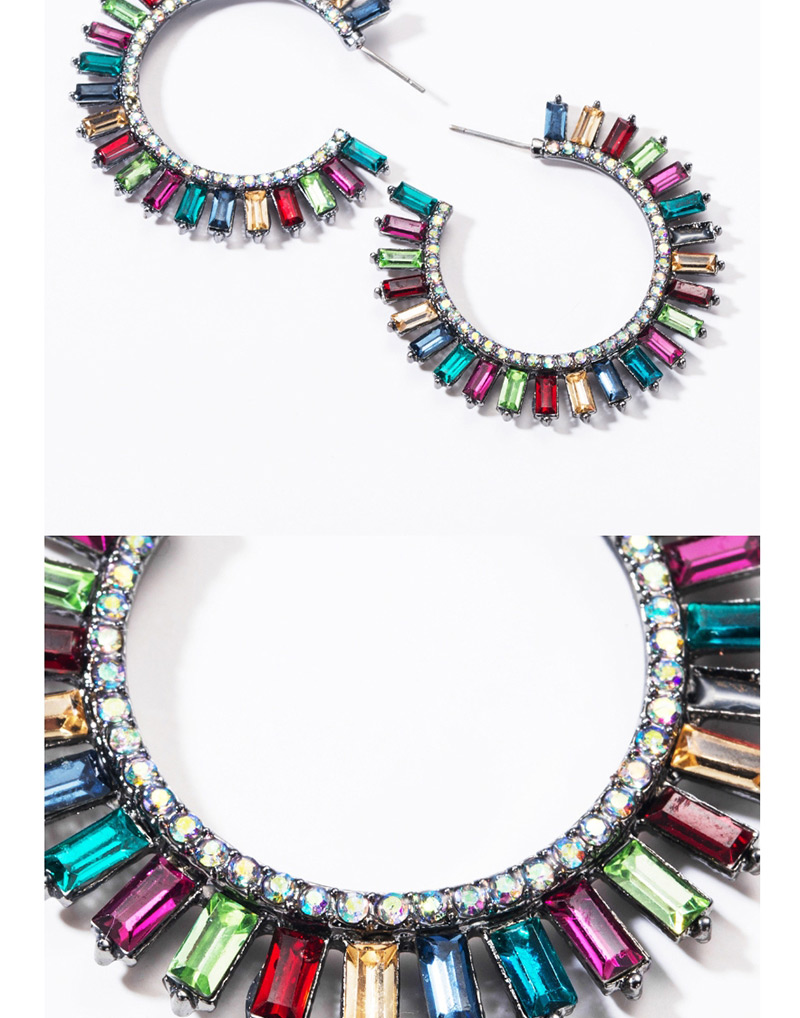 Fashion Color C-shaped Acrylic Diamond Earrings,Hoop Earrings