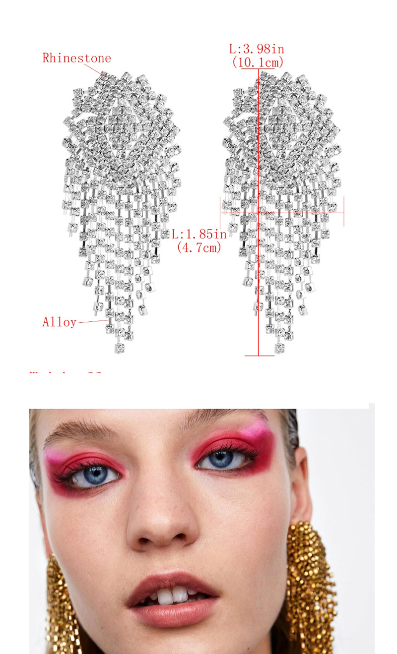 Fashion Red Diamond Claw Chain Mesh Tassel Earrings,Drop Earrings