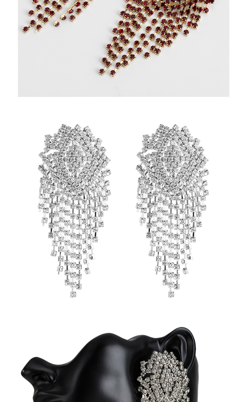 Fashion Green Diamond Claw Chain Mesh Tassel Earrings,Drop Earrings